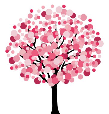Kiraz çiçeği. Pembe ağaç. El çizimi vektör çizimi. İlkbahar.