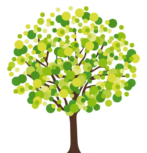 Πράσινο Δέντρο Συλλογή Άνοιξης Χειροκίνητη Διανυσματική Απεικόνιση — Διανυσματικό Αρχείο