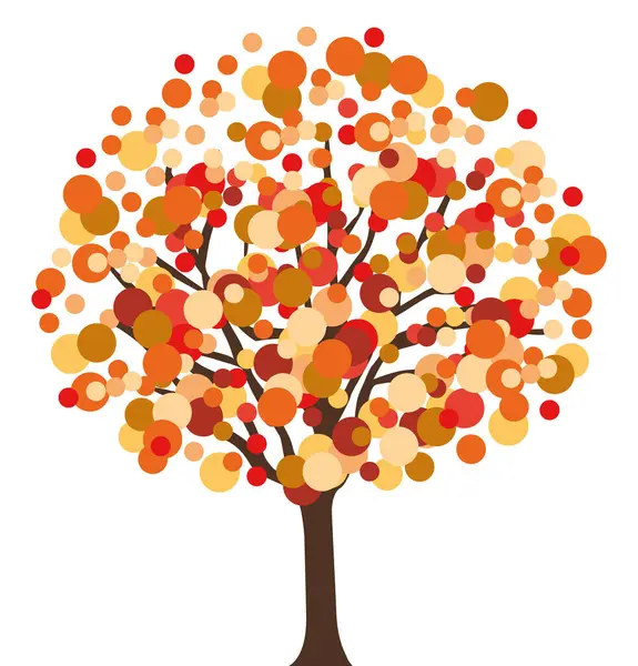 オレンジとブラウンシェードの木 秋コレクション 手描きベクターイラスト ベクターグラフィックス
