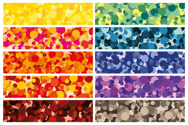 Kleurrijke Lenzen Confetti Webbanners Set Commerciële Achtergronden Met Hand Getrokken Rechtenvrije Stockillustraties