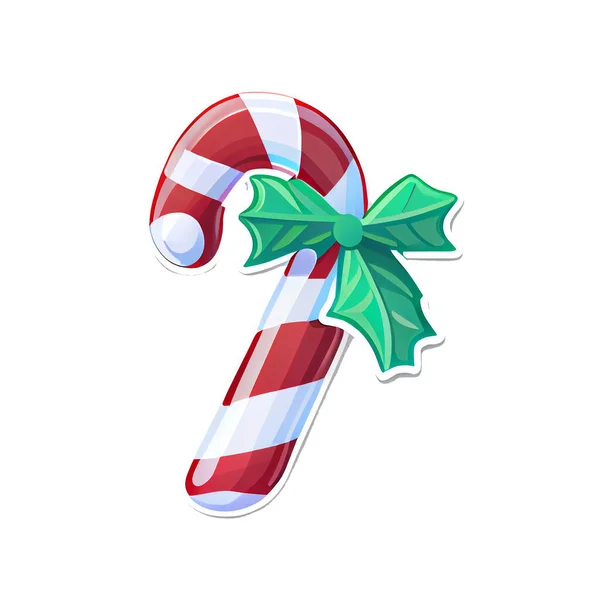 Candy Cane Sticker Weihnachten Winter Illustration Auf Weißem Hintergrund — Stockfoto