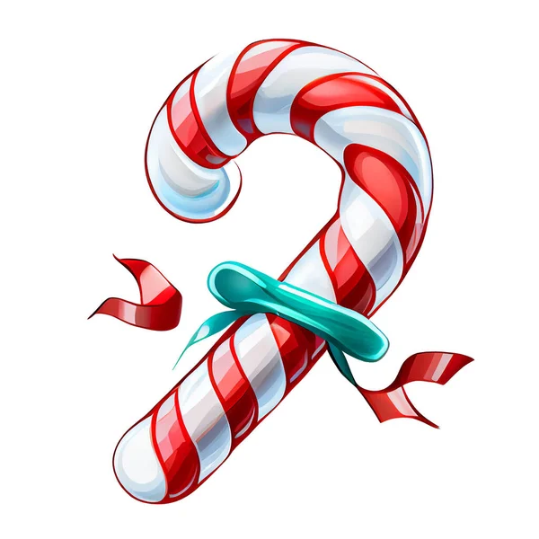 Candy Cane Sticker Christmas Winter Illustration White Background — Stock Photo, Image