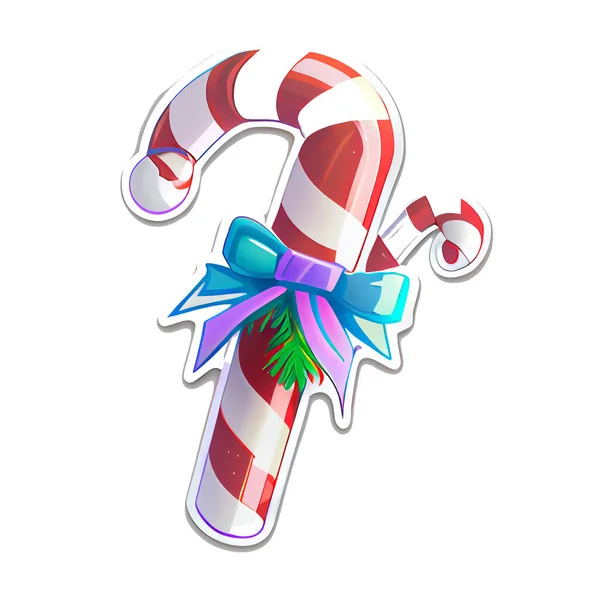 Candy Cane Etiqueta Natal Ilustração Inverno Fundo Branco — Fotografia de Stock