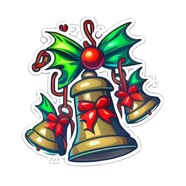 Bells Sticker Christmas Winter Ilustracja Białym Tle — Zdjęcie stockowe
