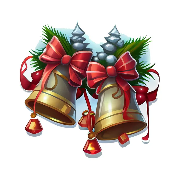 Bells Sticker Christmas Winter Illustration White Background — Stock Photo, Image