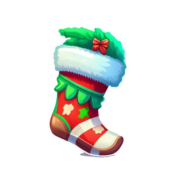 Socken Sticker Weihnachten Winter Illustration Auf Weißem Hintergrund — Stockfoto