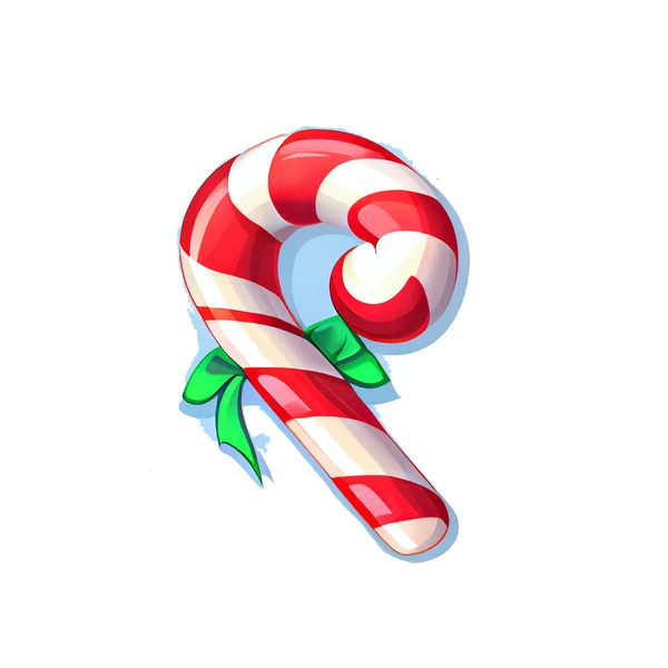 Candy Cukornád Matrica Karácsonyi Téli Illusztráció Fehér Háttér — Stock Fotó