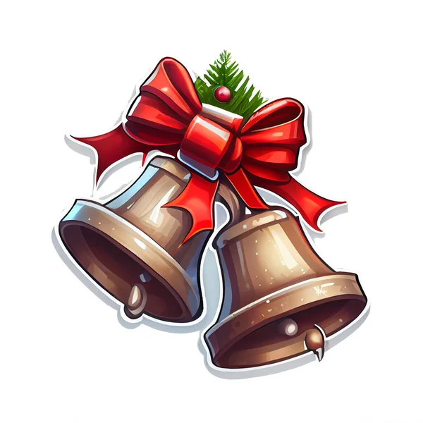 Glocken Sticker Weihnachten Winter Illustration Auf Weißem Hintergrund — Stockfoto
