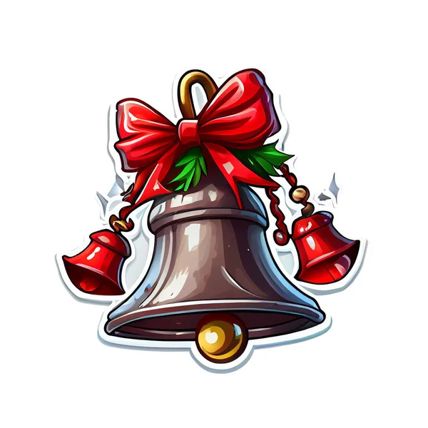 Zvony Samolepky Zimní Vánoční Ilustrace Bílém Pozadí — Stock fotografie