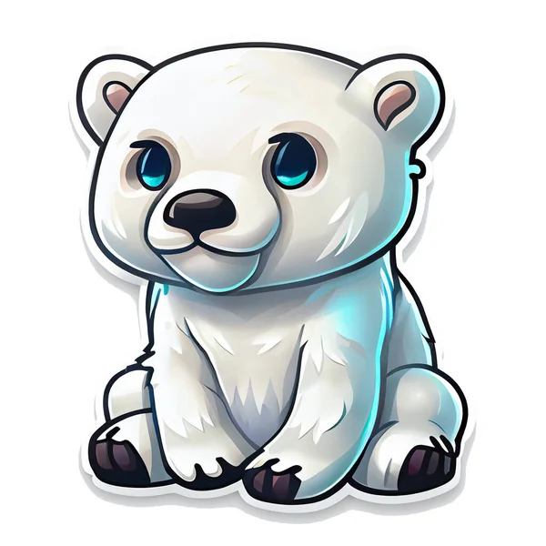 Polar Bear Etiqueta Natal Inverno Ilustração Fundo Branco — Fotografia de Stock
