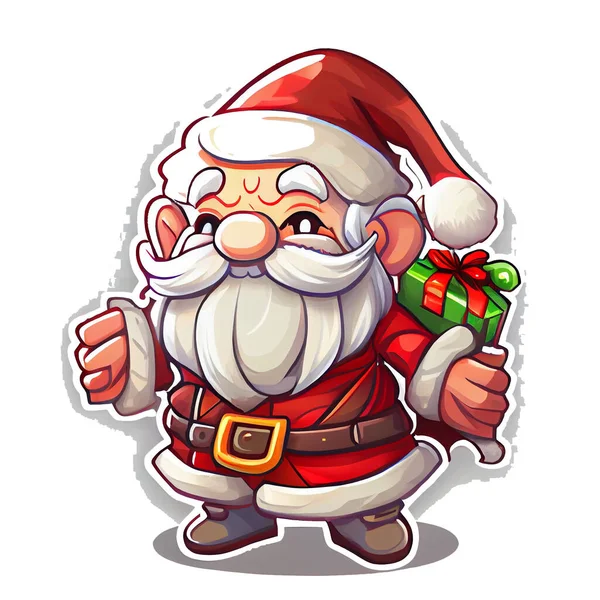 Santa Claus Sticker Christmas Winter Illustration White Background — Stock Photo, Image