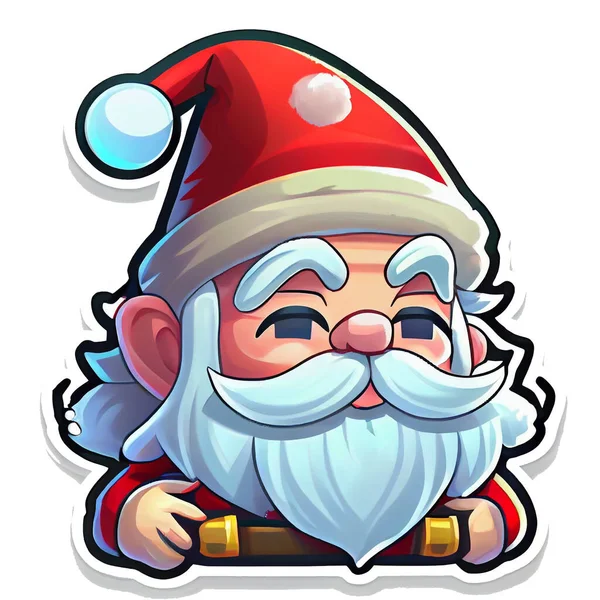 Santa Claus Pegatina Navidad Invierno Ilustración Sobre Fondo Blanco — Foto de Stock
