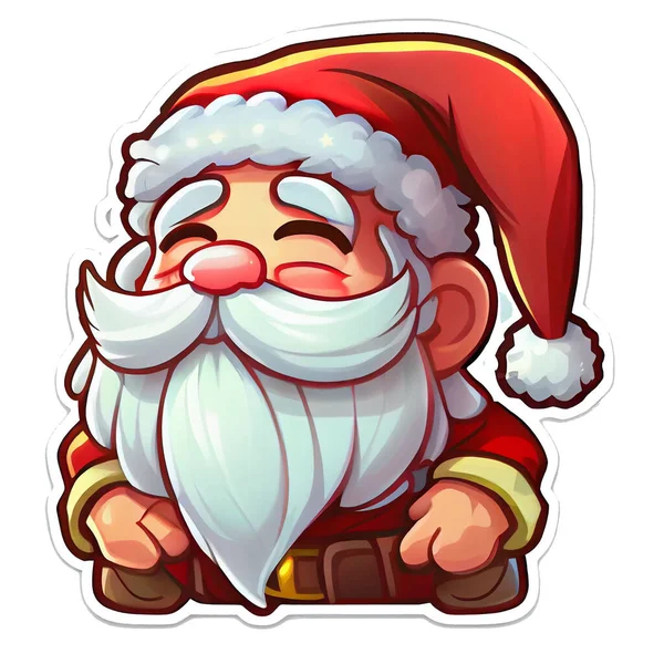 Santa Claus Nálepka Vánoční Zimní Ilustrace Bílém Pozadí — Stock fotografie