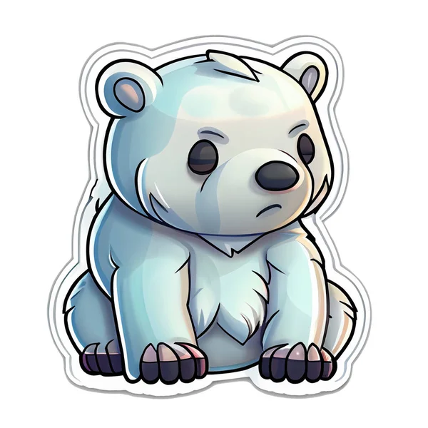 Polar Bear Sticker Christmas Winter Illustration White Background — Stock Photo, Image