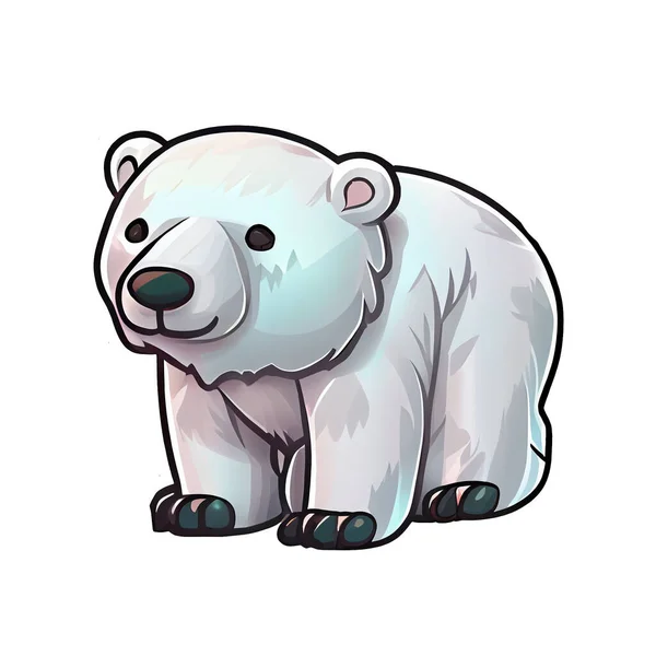 Polar Bear Etiqueta Natal Inverno Ilustração Fundo Branco — Fotografia de Stock