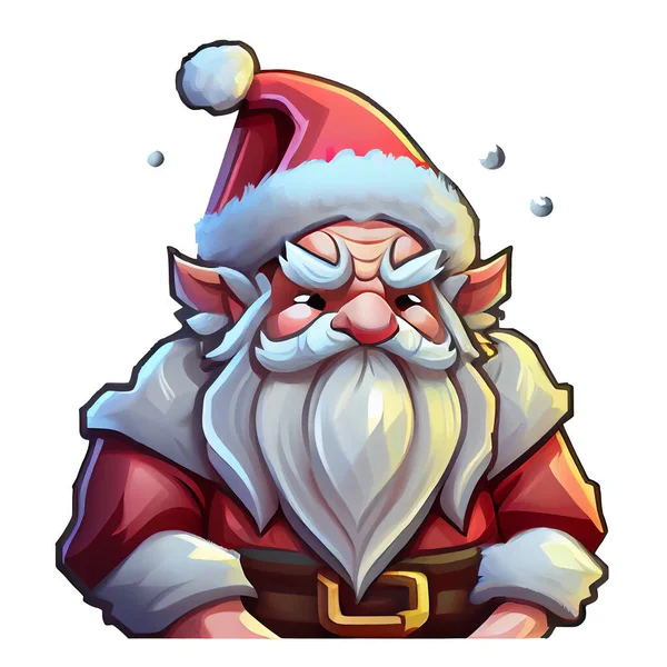 Santa Claus Sticker Boże Narodzenie Zima Ilustracja Białym Tle — Zdjęcie stockowe