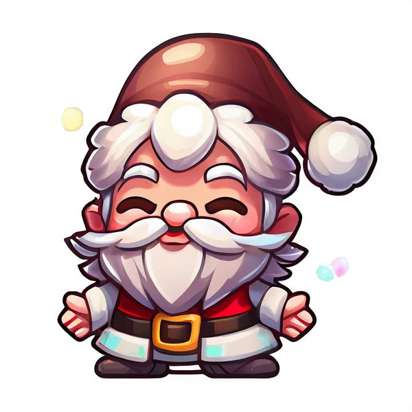 Papai Noel Etiqueta Natal Inverno Ilustração Fundo Branco — Fotografia de Stock