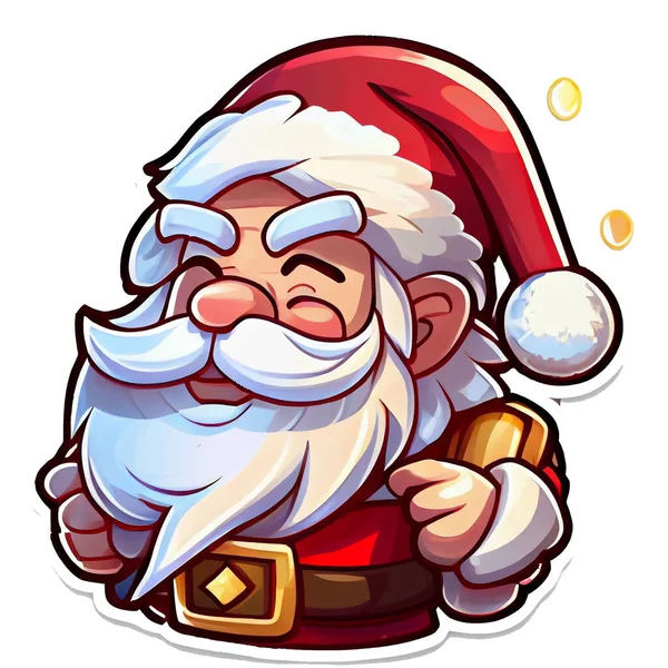 Santa Claus Sticker Christmas Winter Illustration White Background — Stock Photo, Image