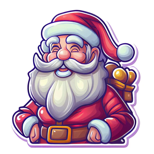 Santa Claus Pegatina Navidad Invierno Ilustración Sobre Fondo Blanco —  Fotos de Stock