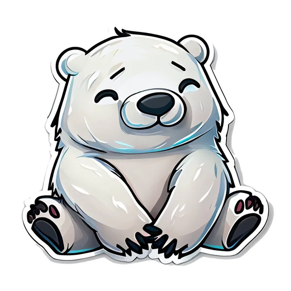Polar Bear Sticker Christmas Winter Illustration White Background — Stock Photo, Image