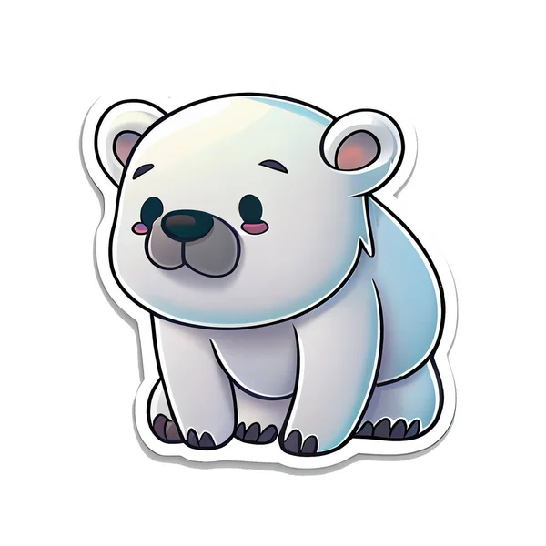 Naklejka Niedźwiedzia Polarnego Christmas Winter Ilustracja Białym Tle — Zdjęcie stockowe
