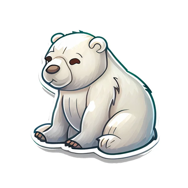 Ijsbeer Sticker Kerst Winter Illustratie Witte Achtergrond — Stockfoto