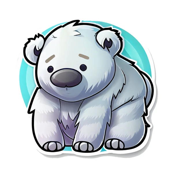 Білий Ведмідь Наклейка Різдвяна Зимова Ілюстрація Білому Тлі — стокове фото