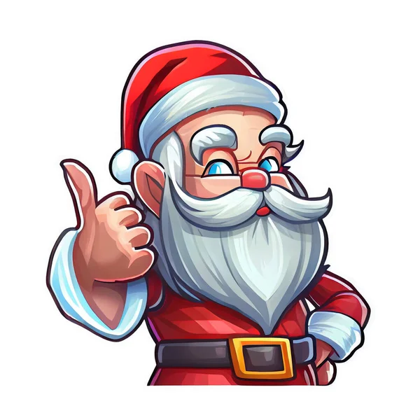 Santa Claus Nálepka Vánoční Zimní Ilustrace Bílém Pozadí Stock Fotografie
