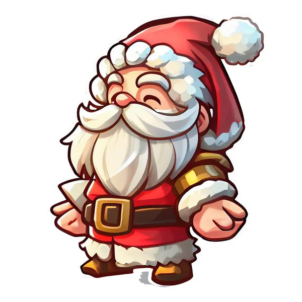 Santa Claus Nálepka Vánoční Zimní Ilustrace Bílém Pozadí Stock Snímky