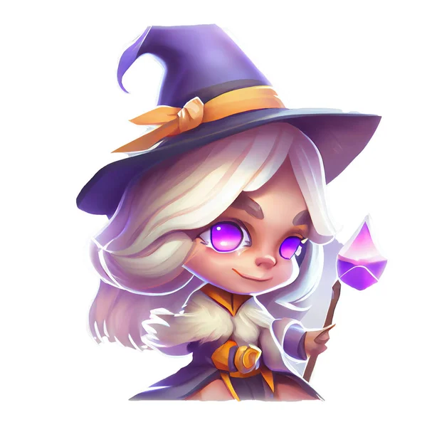 Halloween Witch Sticker Llustration White Background — Stock Photo, Image