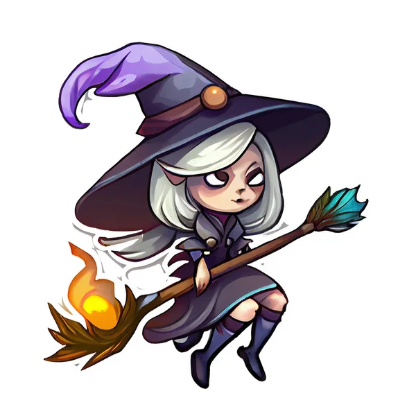 Halloween Witch Sticker Llustration White Background Stock Picture