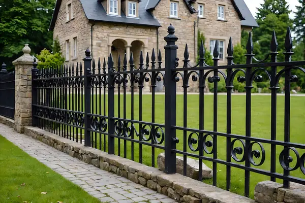 Stone House Forged Fence Residential Part City Royalty Free Stock Images