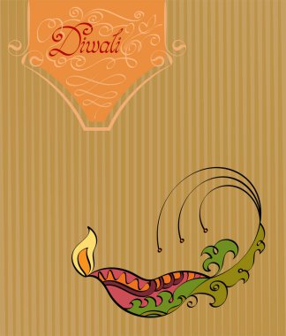 Diya Haligrafik Diwali Selamlama, Işık Festivali, Karanlığa Karşı Işığın Sembolik Zaferi, Şeytani Vektör Sanatının İyiliği