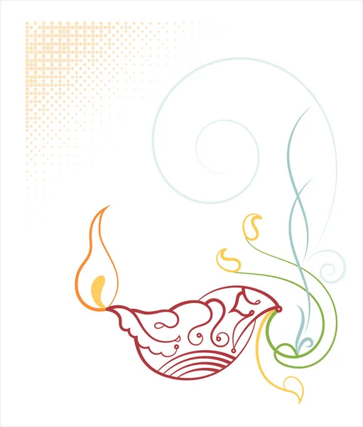 Diya Calligraphic Diwali Saudação Festival Luz Vitória Simbólica Luz Sobre — Vetor de Stock