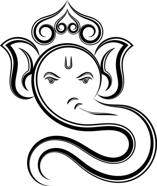 Ganesha Señor Sabiduría Caligrafía Estilo Vector Arte Ilustración — Vector de stock
