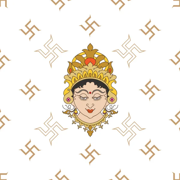 Durga Bohyně Moci Bezešvé Vzor Božská Matka Vesmíru Design Vektorové — Stockový vektor