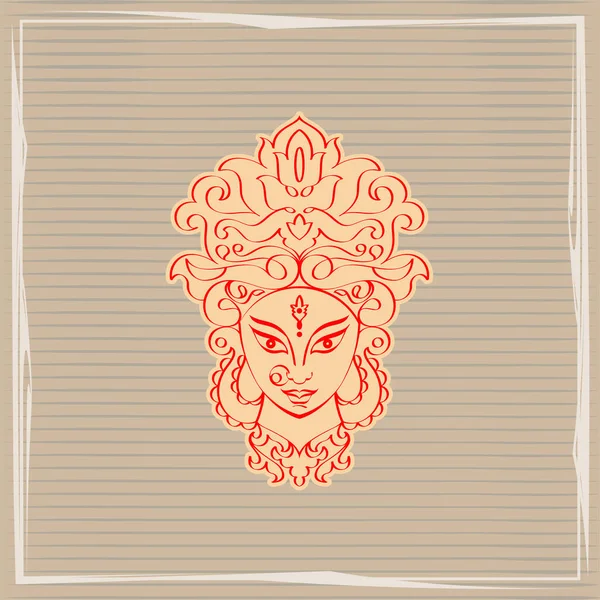 Durga Hatalom Kalligráfiai Istennője Világegyetem Vektorának Isteni Anyja Művészeti Illusztráció — Stock Vector