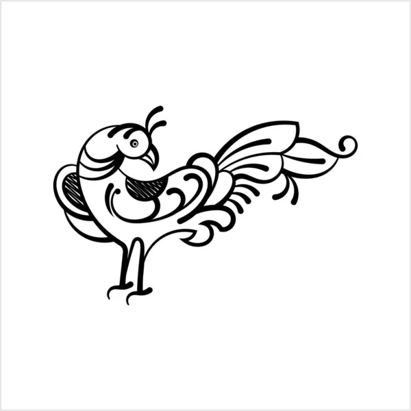 Estilo Caligráfico Pájaro Arte Artístico Pájaro Vector Arte Ilustración — Vector de stock