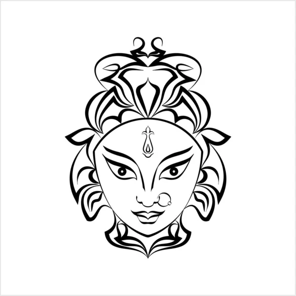 Durga Calligraphic神的力量 神圣的宇宙之母矢量艺术图解 — 图库矢量图片