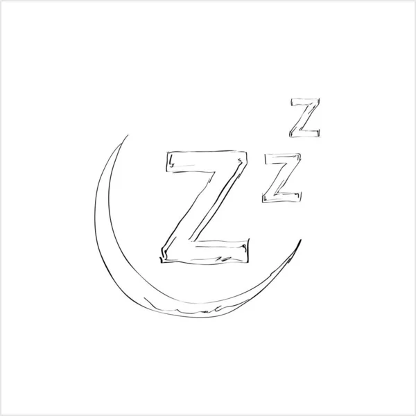Sleep Zzz Con Estilo Del Boceto Luna Pluma Tinta Sleep — Vector de stock