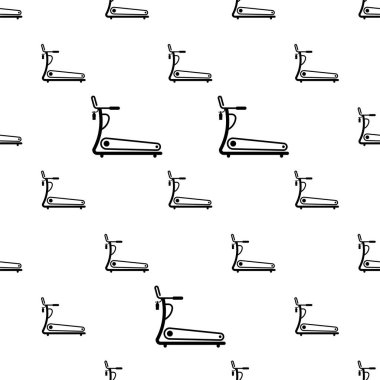 Koşu bandı Simgesi Kusursuz Desen, Yürüyen Yürüyen Fiziksel Egzersiz Makinesi Vektör Sanatı İllüstrasyonu