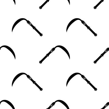 Orak Simgesi Kusursuz Desen, Çiftçi Çimeni Kesen Bıçak Vektör Sanatı İllüstrasyonu