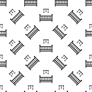 Bebek Yatağı Simgesi Kusursuz Şablon, Bebek Beşiği Bebek Yatağı Asılı Oyuncaklar Vektör Sanatı Çizimi