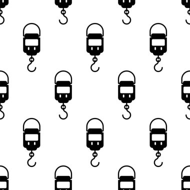 Kanca Ağırlık Ölçekleme Simgesiz Desen, Taşınabilir Kanca Ağırlık Ölçekleme Simge Vektör Sanatı İllüstrasyonu