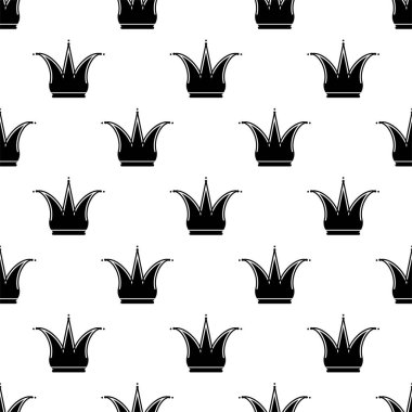 Joker Şapkası Simgesiz Desensiz Şablon, Komik Palyaço Simgesi Vektör Sanat İllüstrasyonu