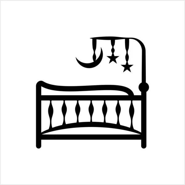 Baby Bed Icon Baby Crib Infant Bed Hanging Toys Vector — стоковий вектор