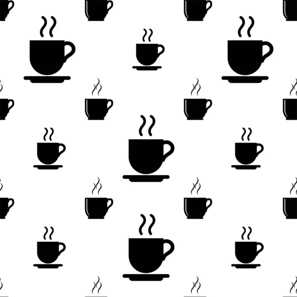 Tea Cup Ikon Zökkenőmentes Minta Coffee Cup Ikon Vektor Art — Stock Vector