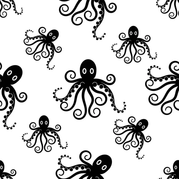 Octopus Icon Seamless Pattern Eight Limbed Mollusc Icon Vector Art — Stock Vector