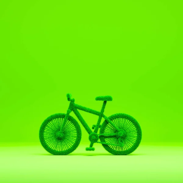 Yeşil Arka Planda Çim Çevre Bisikleti Sürdürülebilir Taşıma Görüntüleme — Stok fotoğraf