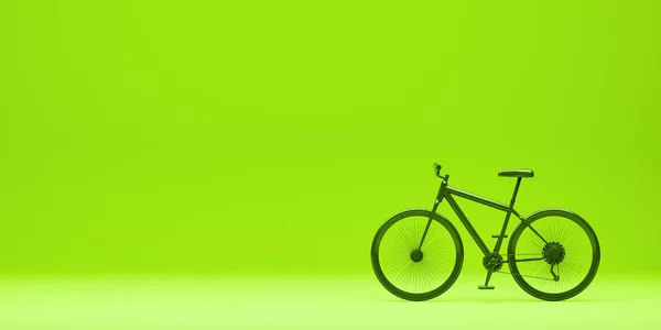 Öko Fahrrad Auf Grünem Hintergrund Nachhaltiger Transport Kopiert Weltraum Banner — Stockfoto